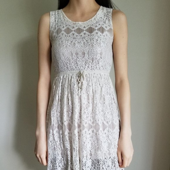 White Lace Mini Dress - Picture 1 of 5
